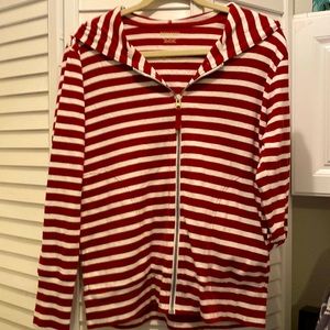 Pendleton..100% Cotton Hoodie Sweatshirt Maroon stripes size Medium (petite) EUC